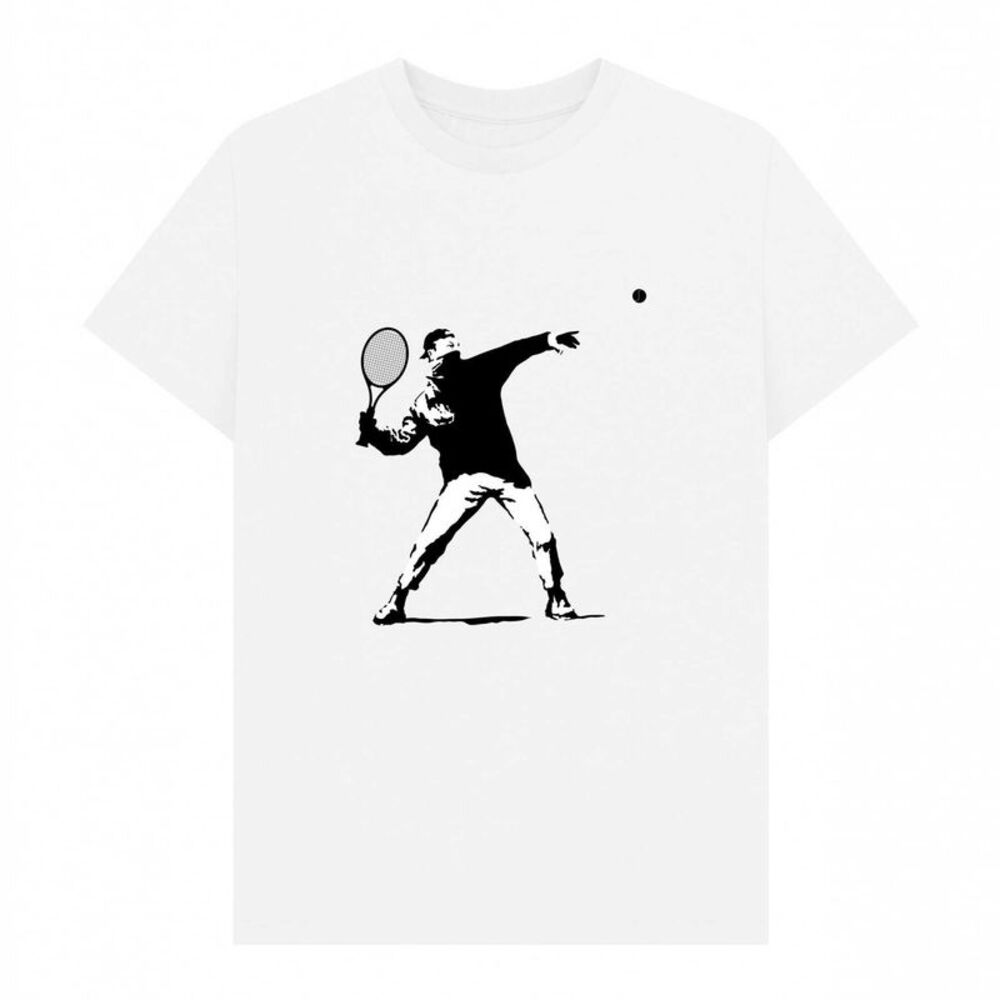 Apoh Unisex Adult Banksy Tennis T-Shirt / White
